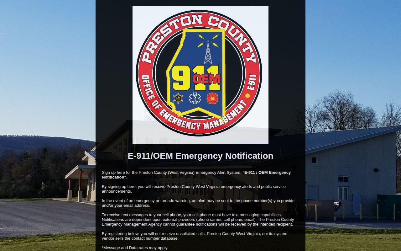 Preston County public safety notification record source